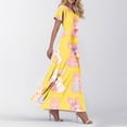 thumbnail image 2 of LWavelet Women's V-Neck Ruffle Sleeve Bunny & Easter Egg Bow Print Maxi Dress for Easter & Casual Outfits Orange XS, 2 of 4