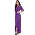 thumbnail image 5 of KOH KOH Long Sexy V-Neck Short Sleeve Slit Flowy Cocktail Evening Bridesmaid Wedding Guest Party Summer Tall Dressy Maxi Dress Gown For Women Lavender Purple X-Small US 2-4 NT290, 5 of 7