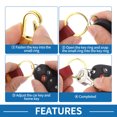 thumbnail image 6 of Unique Bargains Car Keychain Universal Key Chain with Ring for Key Fobs for Home Leather Zinc Alloy Gold Tone Black 2Pcs, 6 of 6