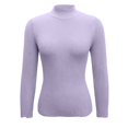 thumbnail image 5 of Fonma Women's Mock Turtleneck Long Sleeve Shirts Ribbed Knit Lightweight Pullover Sweater Stretch Fitted Thermal Top Purple L, 5 of 5