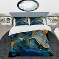 thumbnail image 2 of Designart "Golden and Azure Geode Marble IV" Abstract Marble Bedding Covert Set - Modern Blue Abstract Bed Set With 1 Sham, 2 of 6