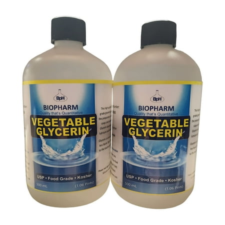 Vegetable Glycerin USP, Food Grade, Kosher, Twin Pack: 500 mL (1.06 Pint) Each
