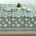 thumbnail image 4 of Ridhi 100% Cotton Hand Block Print Thanksgiving Tablecloth 70"x108" Moss Green, 4 of 7