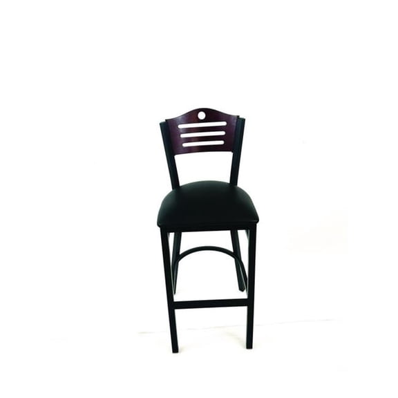 JMC Furniture JMCEBBVBLKB Eagle Series Barstool, Supports Up to 300 lbs, 28.5 in. Seat Height, Black Seat, Dark Mahogany Back, Black Base