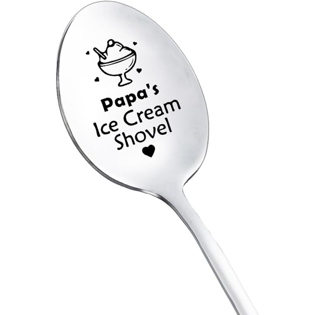 Papa Gifts Spoon for Grandpa Father's Day Birthday Gifts for Grandfather Papa's Ice Cream Shovel Spoons for Grandad Grandfather Gifts for Grandpa Papa Gift from Grandchildren Grandkids