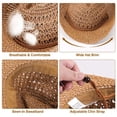 thumbnail image 3 of BadPiggies Straw Cowboy Hat for Men Women Cowgirl Woven Sun Hat Wide Brim Beach Summer Cap Adjustable (Khaki), 3 of 7