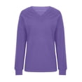 thumbnail image 3 of Sevevn Women's Casual Comfortable Long Sleeve V-Neck Solid Pocket Blouse Tops Purple S Family Gifts, 3 of 6