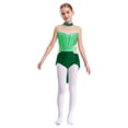 thumbnail image 3 of YiZYiF Girls Sparkly Figure Skating Dress Mesh Skirt Ballet Leotard Lyrical Dance Clothes Dark Green 14, 3 of 6