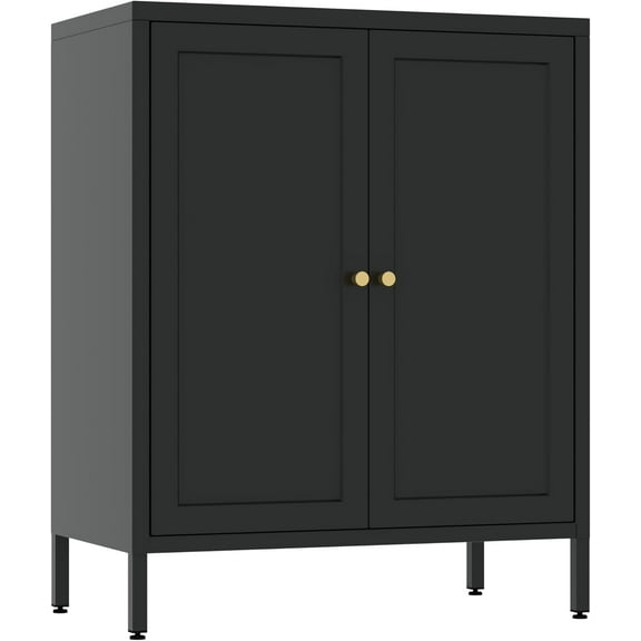 Bathroom Floor Cabinet,Storage Cabinet with Adjustable Shelf,Modern Freestanding Organizer,Farmhouse Buffet Sideboard,Accent Cabinets for Bathroom,Kitchen,Entryway (Square Door, Black)