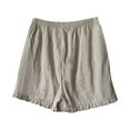 thumbnail image 5 of Summer Saving Wycnly on Sale Shorts for Women Womens Summer Shorts Casual Solid Plus Size Loose Straight Leg Short Pants Vintage Cotton Linen Ruffle Layer Trim Pocket Shorts, 5 of 7