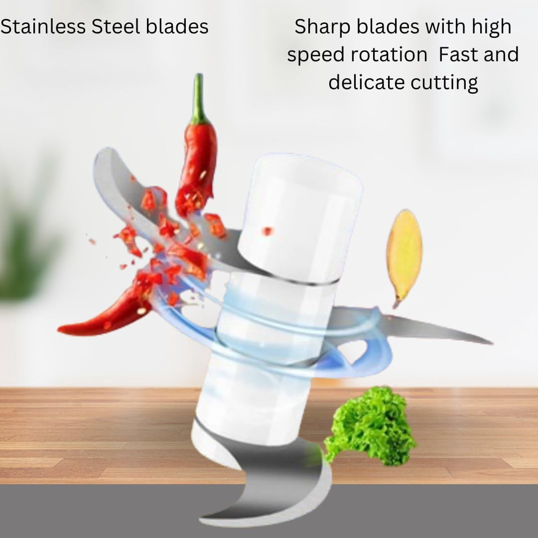 Electric Garlic Chopper & Vegetable Mini Food Processor - Wireless Blender for Ginger, Chili, Onion - Compact & Efficient Kitchen Gadget-veggie chopper 250ML in (Blue)