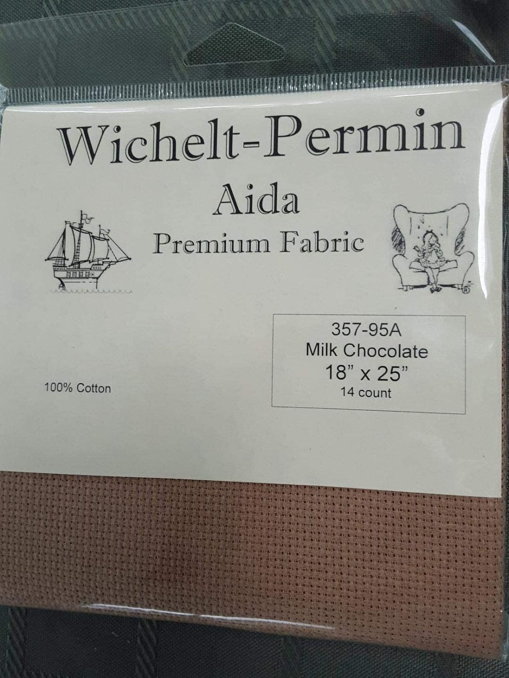 Wichelt Imports PREMIUM Cross Stitch Fabric AIDA 14ct 18" X 25" MILK CHOCOLATE 