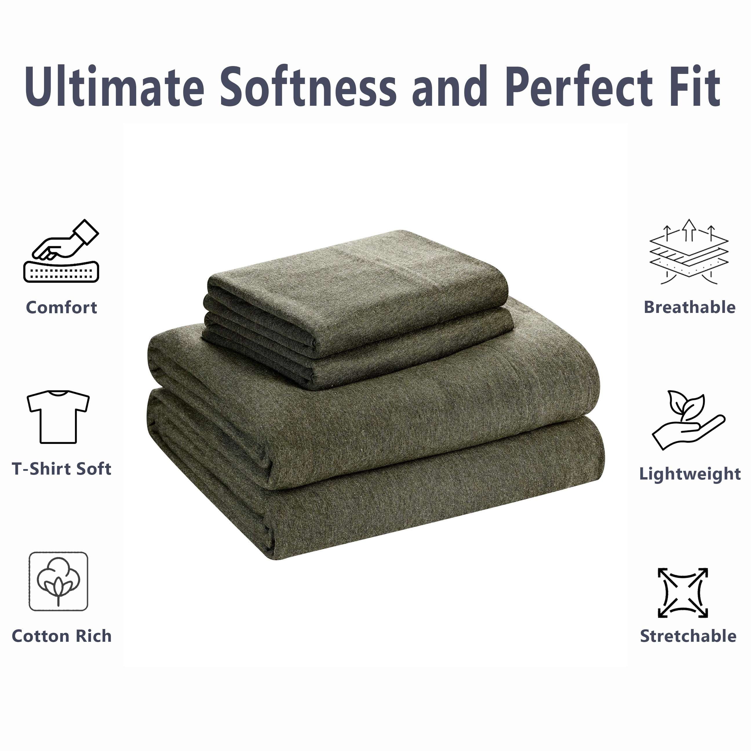 Mainstays Cotton Rich Extra Soft Jersey Bed Sheet Set, Full, Sea Turtle Green, 4 Pieces