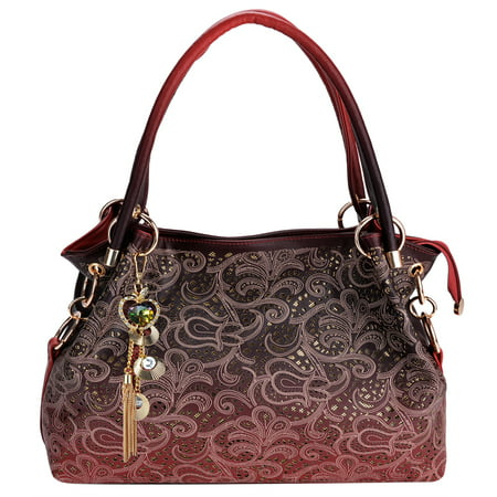 Handbags for Women, Faux Leather Purse Ladies Handbag Vintage Designer Handbags Shoulder Bag Hollow Out Design with Fine Pendant Fashion Tote Bag