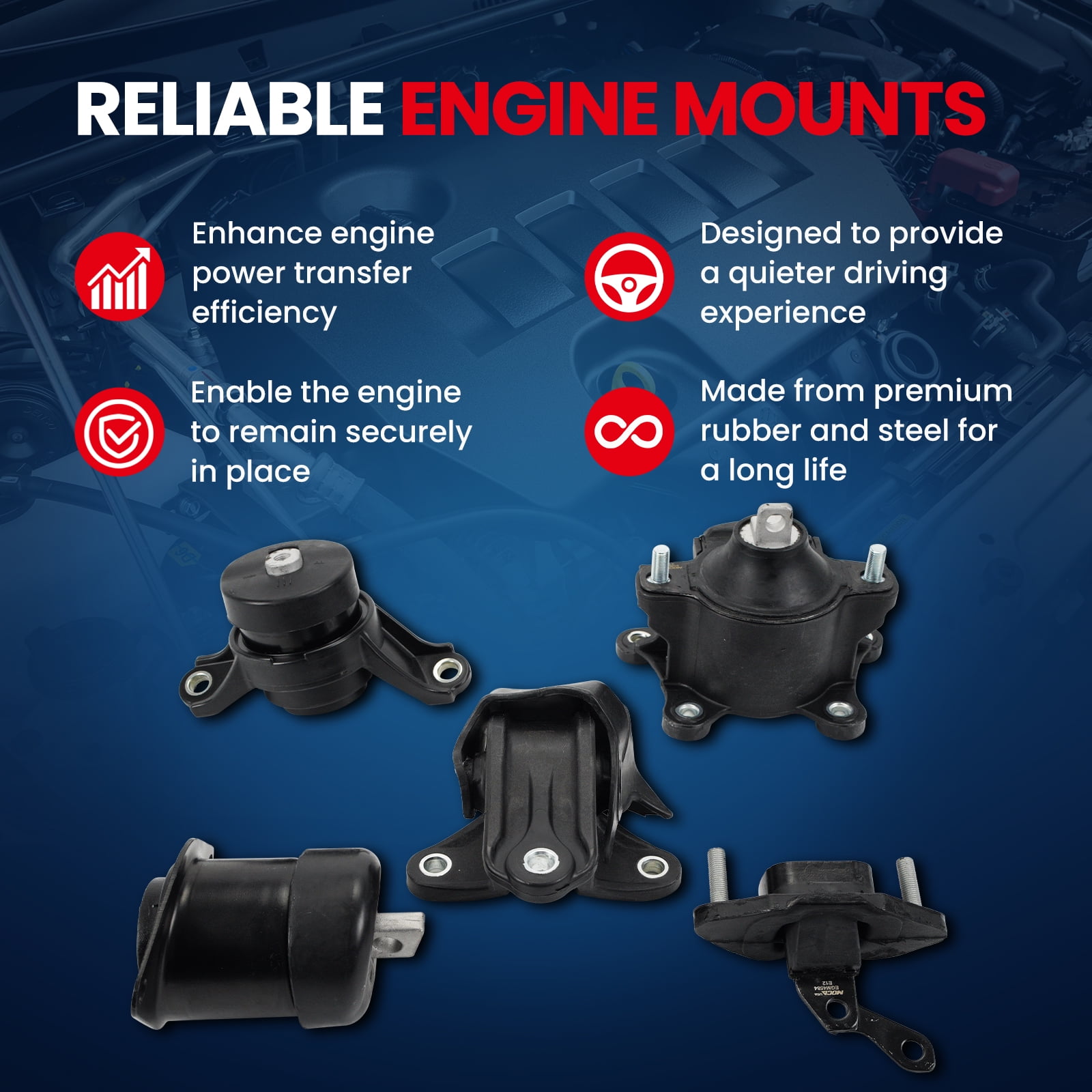 MOCA AUTOPARTS Engine Motor and Transmission Mount Kit Fit for 2008-2012 Honda Accord 2.4L & 2009-2013 Acura TSX 2.4L