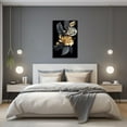 thumbnail image 4 of ZHONGYUTONG Golden Flowers Leave Wall Decor Abstract Black Gold Picture Painting Elegant Floral Canvas Prints Modern Artwork for Living Room Framed (20.00" x 30.00"), 4 of 6