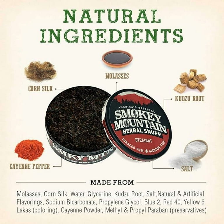 Smokey Mountain Herbal Long Cut – Straight – 5 Can Box Natural Herbal  Smokeless Product