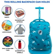 J World Boys and Girls Sunny 17 Kids Rolling Backpack for School and Travel, Puppy