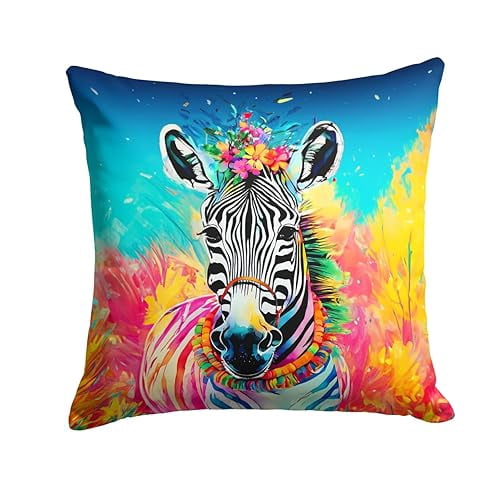 Carolines Treasures DAC4052PW1414 14 x 14 in. Unisex Hippie Animal Zebra Polyester Fabric Throw Pillow