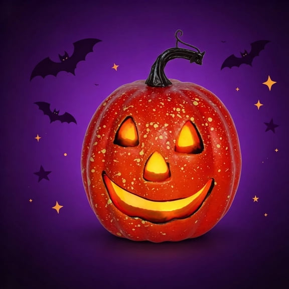 Halloween Pumpkin Light LED Pumpkin Lantern Ornament Festival Tabletop Ornament Nightlight for Halloween Home Table Decor(A)