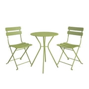 Queer Eye Brennan 3-Piece Bistro Set with 2 Folding Chairs, Kiwi Green
