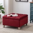 thumbnail image 3 of WestinTrends 29.5" Wide Velvet Tufted Square Ottoman With Storage, Red, 3 of 13