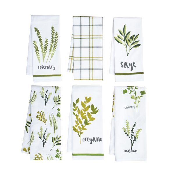 Mainstays, 6 Pack, Botanical Herb Kitchen Towel Set