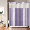 thumbnail image 2 of No Hook Shower Curtain, Vintage Purple Striped Shower Curtains for Bathroom with See Through Top Window, Farmhouse Modern Stripes Boho Waterproof & Washable Bath Curtain Long 72"x78", 2 of 9