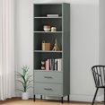 thumbnail image 1 of vidaXL Bookcase with 2 Drawers Grey 60x35x180 cm Solid Wood OSLO, 1 of 5