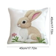 thumbnail image 3 of A Easter Embroidered Rabbits Cushion Cover Soft Throw Pillow Cover Polyester Fabric Invisible Zipper 45Cm 17.72In Style A, 3 of 7