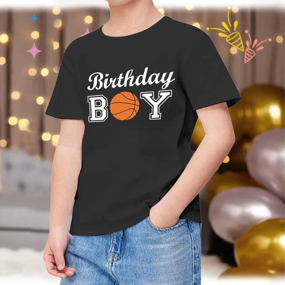 TOOYOU Boys Summer T-Shirt Child Short Sleeve Happy Brithday Prints T Shirt Trendy Fans Present Tops Size 2-3 Years Black