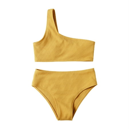 

Pimfylm Girls Bikini Swimwear Toddlers and Baby Girls One Piece Rashguard Comfort Yellow 10-11 Years