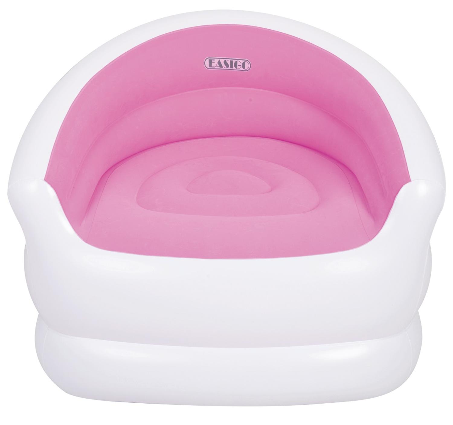 37" White and Pink ColorSplash Indoor/Outdoor Inflatable Lounge Chair