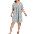 thumbnail image 5 of Cueply Women's Plus Size Nightgown Short Sleeve Sleepshirt Crewneck Nightshirt Nightdress 1X-4X, 5 of 7