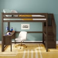 thumbnail image 2 of Classic Full High Loft + Desk + Staircase, Walnut, 2 of 14