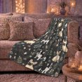 thumbnail image 6 of French Bulldogs with Leaves Hearts and Paw Prints, Playful Graphic Style for Frenchie Lovers, Cute Dog Pattern and Birthday Gift, Cozy Flannel Blanket for Living Room and Bedroom, Home Decor, 6 of 9