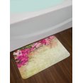 thumbnail image 2 of Floral Bath Mat, Vintage Illustration of Oleander Flowers Distressed Retro Background, Non-Slip Plush Mat Bathroom Kitchen Laundry Room Decor, 29.5 X 17.5 Inches, Pink Green Pale Yellow, Ambesonne, 2 of 2