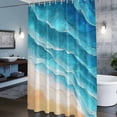 thumbnail image 3 of Ocean Waves Shower Curtains for Bathroom, Abstract Gradient Orange Teal Waves Beach Washable Fabric Shower Curtain with Hooks Waterproof Bathroom Decor Sets, 54 x 78 Inches, 3 of 9