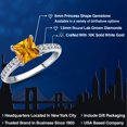 thumbnail image 2 of Gem Stone King 10K White Gold Yellow Citrine and Lab Grown Diamond Engagement Ring for Women | 1.18 Cttw | Princess 6MM | Gemstone November Birthstone | Size 9, 2 of 6