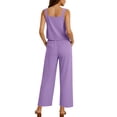 thumbnail image 5 of QATAINLAV Womens 2 Piece Summer Outfits Tank Top and Wide Leg Pants Set Baggy Sleeveless Tops & Bottoms Vacation Suits, Purple, S, 5 of 10