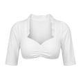 thumbnail image 4 of Xijirk Women Square Neck Crop T Shirt Ruffle Mid Sleeve Lace Edge Front Gathered Slim Top for Daily Club Wear,White,L, 4 of 8