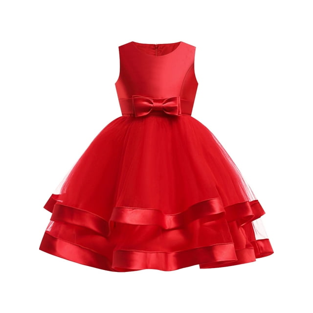 Robe Fille Sans Manches Bourgogne Robe de Bal Mariage Fête Concours 7 Ans