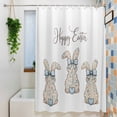 thumbnail image 3 of Happy Easter Rabbits Extra Long Shower Curtain Set, Waterproof Shower Curtains for Bathroom, Spring Bunny Flowers Love Watercolor Washable Fabric Bath Curtain for Bathtub with Hooks 72x96 Inches, 3 of 9
