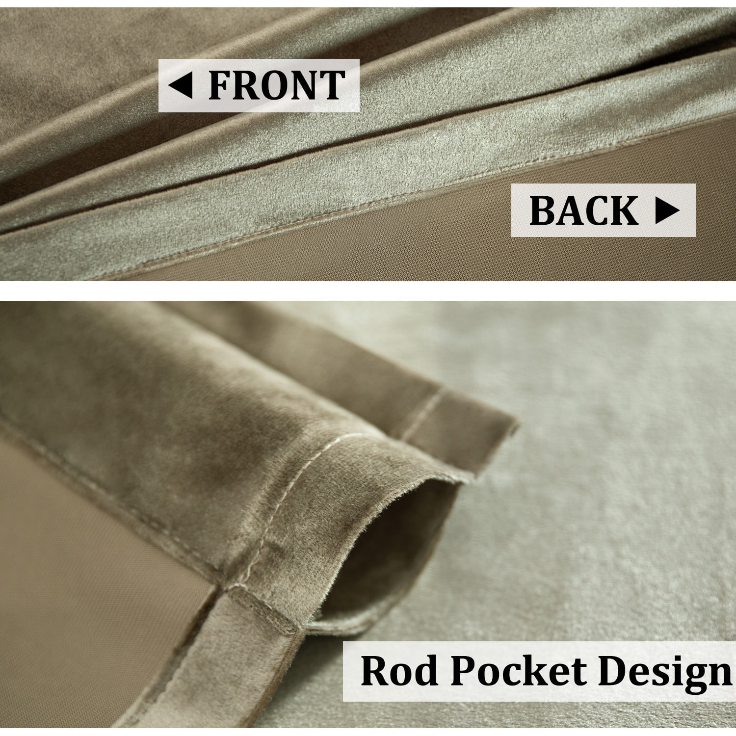 VOGOL Luxury Brown Velvet Blackout Drapes, Thermal Insulated Curtains 52x96 Inches with Rod Pocket, Set of 2