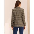 thumbnail image 4 of Blazers para mujer Chaqueta tipo blazer a cuadros con solapa con muesca Boyfriend Azul Marrón L, 4 of 6