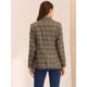 thumbnail image 4 of Blazers para mujer Chaqueta tipo blazer a cuadros con solapa con muesca Boyfriend Azul Marrón S, 4 of 6