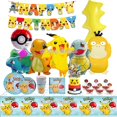 thumbnail image 2 of Decoración para fiesta de cumpleaños de Pokémon Pikachu Lightning, nuevo juego de globos, suministros para eventos infantiles, vajilla desechable, pancarta, máscara, fondo, 2 of 5