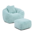 thumbnail image 4 of MDQMD 45"Giant Bean Bag Chair with Ottoman Pillow Armrest Ultra Soft Fluffy Faux Fur Oversized Comfy Lazy Sofa Memory Foam Floor Sofa Chair for Adults Living Room Bedroom Gaming Light Blue, 4 of 9