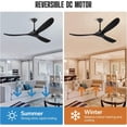 thumbnail image 5 of 60 Inch Black Outdoor Ceiling Fans without Lights, Modern Smart Remote/App/Alexa Control, 3 Solid Wood Propeller Blades, 6 Speeds Reversible Quiet Dc Motor for Living Room, Covered Exterior Patios, 5 of 7