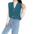 thumbnail image 4 of serony Waistcoat Sleeveless Button Vest Casual Loose Top Solid Color Sweater Green, 4 of 6